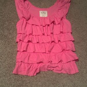 Hollister Pink Layered Ruffle Tank Top